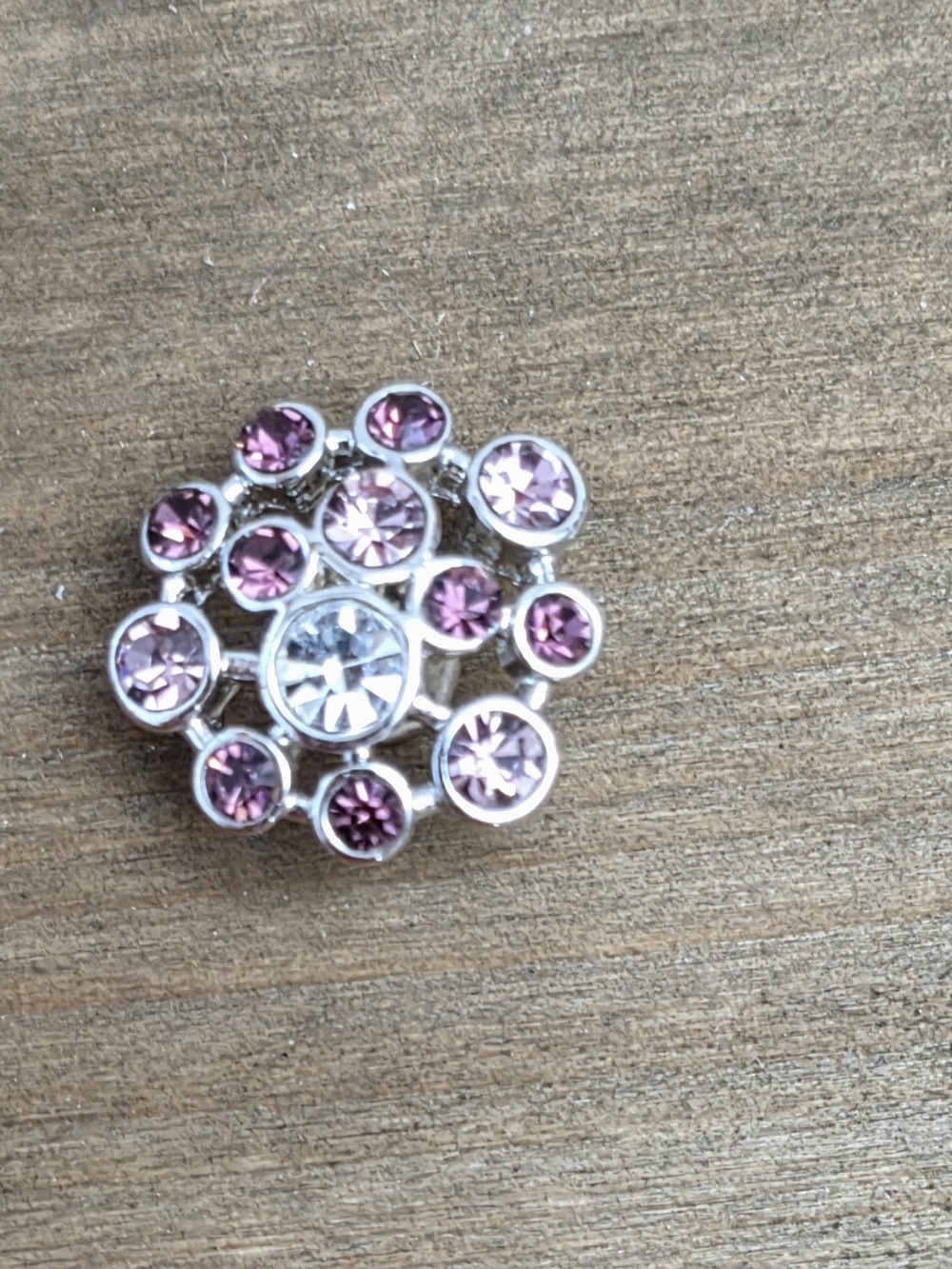 Magnolia & Vine Pink, Purple and White Crystal Cluster 18MM Snap in Silver-Tone